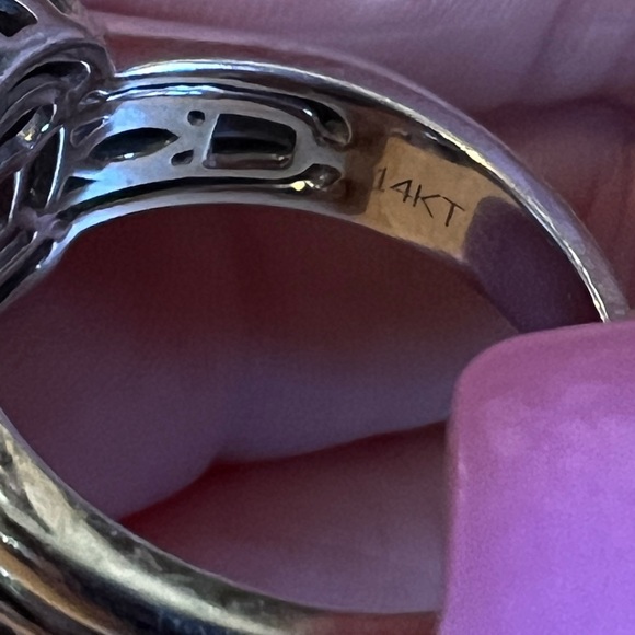 LeVian 14k Chocolate Diamonds Sea Blue Aquamarine Diamond Ring Size 7 - Picture 5 of 12